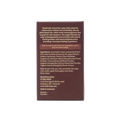 Bali Soap - Sandalwood Natural Soap - Bar Soap for Men & Women - Body and Face Soap - Vegan, Handmade, Exfoliating Soap - 3 Pack, 3.5 Oz each
