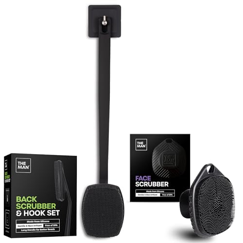 The Man Silicone Face Scrubber & Silicone Back Scrubber with Hooks - Bundle