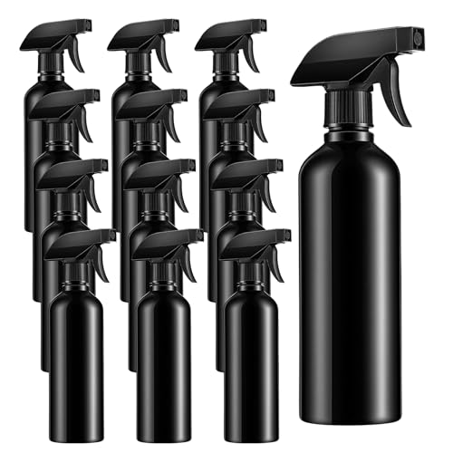 12 Pack Black Empty Fine Mist Sprayers, Plastic Spray Bottle Refillable Container Leak-proof Sprayers for Cleaning Solutions Water Hair Essential Oils Adjustable Head Sprayer