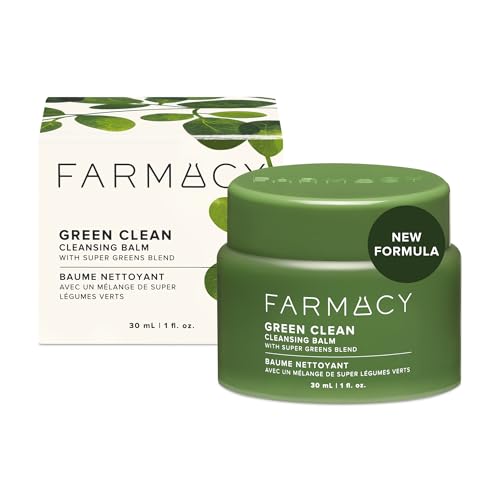 Farmacy Makeup Remover Cleansing Balm - Green Clean Waterproof Makeup Remover Balm + Oil Cleanser for Face - Gently Melts Make Up + SPF - Hydrates + Softens Skin with Super Greens + Papaya (30ml)