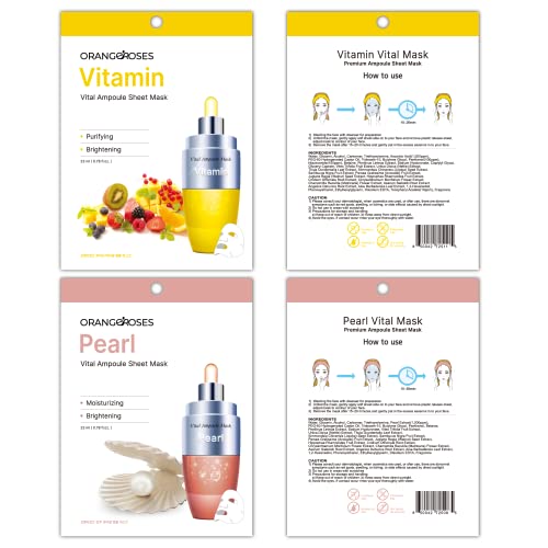 ¡¼Orangeroses¡½ 100 Pcs Combo Pack, Premium Korean Essence Facial Mask Sheet (10 Types x 10 pcs)