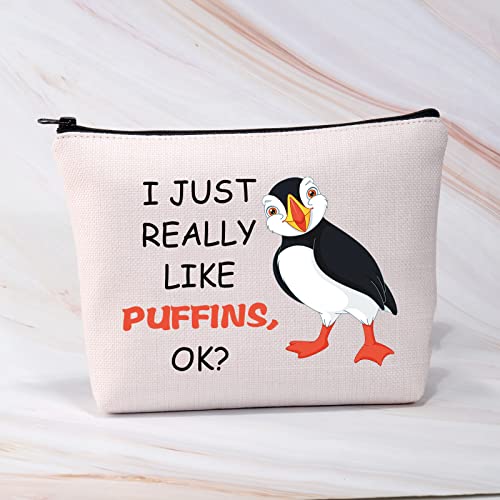 BDPWSS Puffins Gifts Puffin Bird Makeup Bag Puffin Bird Lover Gift Seabird Animal Lover Gift Puffin Bird Makeup Case I Just Really Like Puffins