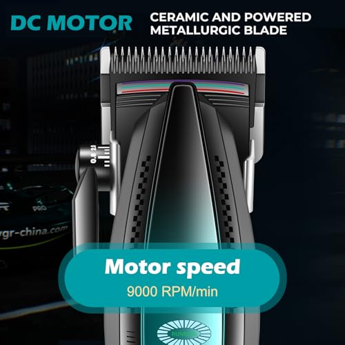 VGR 270 Hair Clippers for Men Professional, Low Noise Cordless High Speed 9000 RPM Fresh Fade Ceramic Blade Barber Clippers, Hair Cutting Kit with 6 Guide Combs, USB Charging Base, LED Display