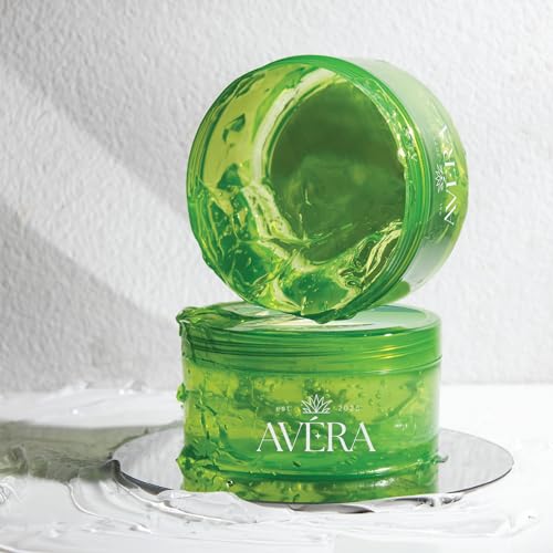 Avera Organic Aloe Vera Gel for Face & Body, 96% Pure Aloe Gel, Ideal for Skin, Scalp, & Hair Hydration, Calming Moisturizer for Soothing After Sun Care, 7.05oz