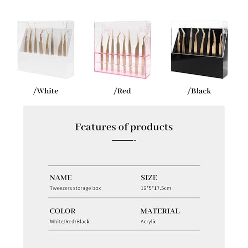 Tweezers Storage Box 8 Holes Holder Lash Tweezers Storage for Eyelash Extensions Eyelash Professional(Black,Only the Box)