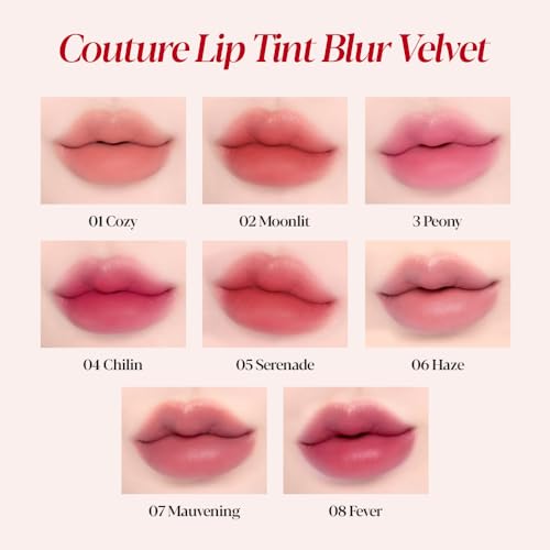 Espoir Couture Lip Tint Blur Velvet #8 Fever 0.19oz | Natural Blurry Color Liquid Lipstick | Long-Lasting Smudge-Proof Fixing Lip Stain | Lightweight Matte Finish without Oil | Korean Lip Makeup