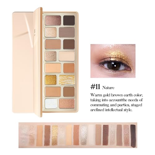 16-Color Golden Dune Eyeshadow Palette | Creamy Matte, Shimmer & Marbled Gold Shades | Vegan, Cruelty-Free, Long-Lasting Pigments | Perfect for Everyday Makeup & Desert-Inspired Glam (Nature)