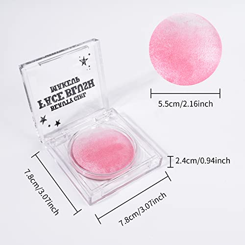 KYDA Pink Baked Blush, Pink Glow Powder for Blush and Highlighter, High Glossy Finish, Lightweight Blendable Shimmer Blusher, Multiuse Baked Powder, 0.53 oz