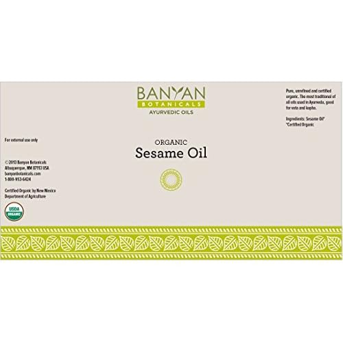 Banyan Botanicals Organic Unrefined Sesame Oil ? Rich & Warming Ayurvedic Massage Oil for Body & Scalp ? Traditional Abhyanga Oil for Deep Tissue Grounding & Recovery ? 34 oz ? USDA Organic
