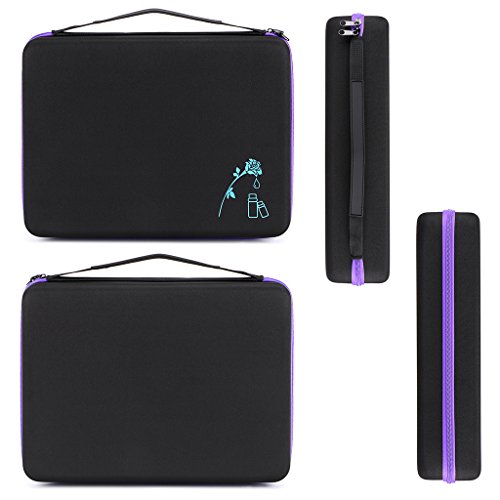 Hipiwe 108 Essential Oils Carrying Case Holds 5ml, 10ml, 15ml Bottles Hard Shell Exterior EVA Essential Oils Storage Organzier Bag with Foam Insert and Carrying Handle