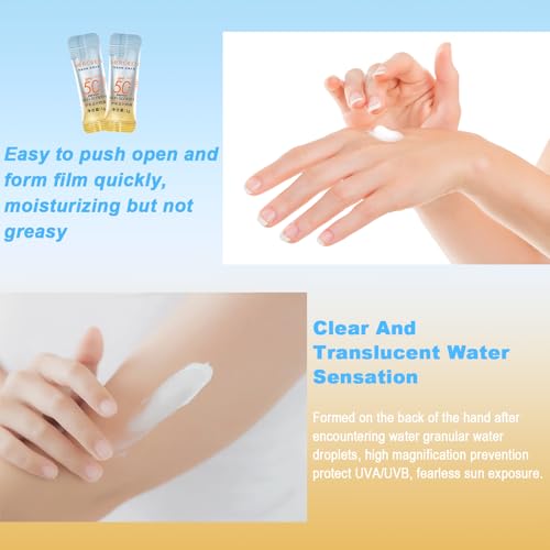 60PCS Mini Sunscreen SPF50+ PA+++ - Travel Size Sunscreen Bulk for Face & Body, Lightweight & Non-Greasy, Water-Resistant, Perfect for Summer Party & Thank You Gifts