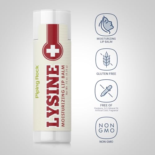 Piping Rock Lysine Lip Balm Stick | 0.15 Oz | Moisturizing and Soothing Ointment | Non-GMO, Gluten Free