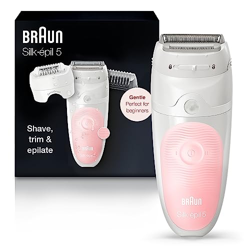Braun Epilator Silk-?pil 5 5-620, Hair Removal Device, Epilator for Women, Shaver & Trimmer, Cordless, Rechargeable, Wet & Dry, 6 Piece Set, Holiday Gifts for Women