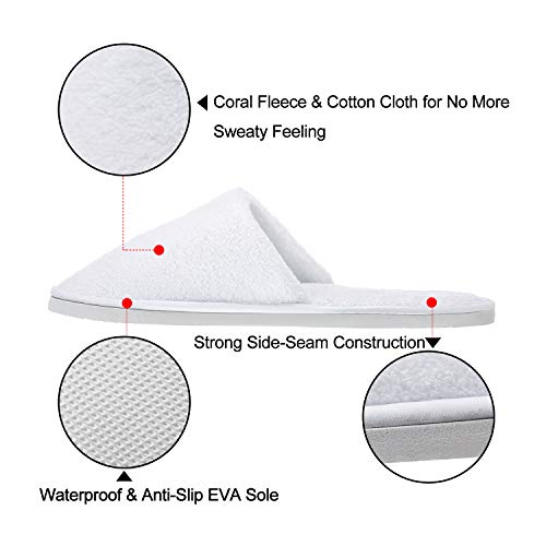 AhfuLife Spa Slippers 10 Pairs of Hotel Slippers 2 Sizes, Disposable Closed-Toe Slippers for Guest, House Slipper Non-slip Unisex for Wedding, Party, Travel, Bedroom