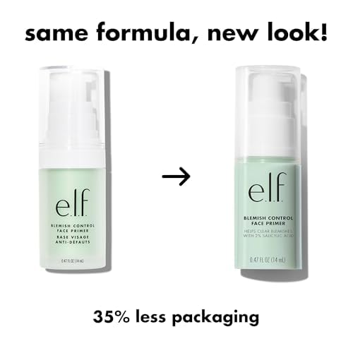 e.l.f. Blemish Control Face Primer, Soothing & Hydrating Makeup Primer For Fighting Blemishes, Grips Makeup To Last, Vegan & Cruelty-free, Small