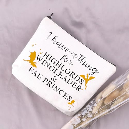 UJIMS 4th Wing Merch Fantasy Book Romantasy Dragons Rider Makeup Bag Dragons Lover Gifts Fantasy Reader Gift (HighlordsWingleader)