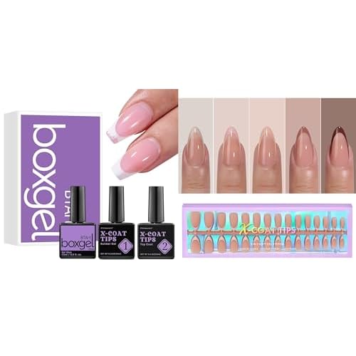 btartboxnails Nail Tips Builder Gel French Tip Press on Nails Almond
