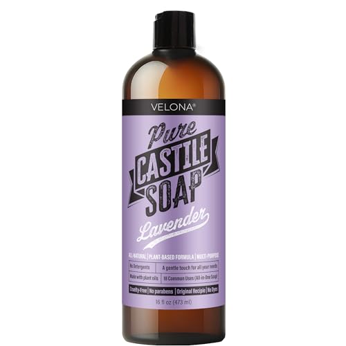 velona Pure Castile Soap - 16 Fl oz | Mild & Gentle | Face, Hand, Hair, Body Wash, Laundry | Lavender Essential Oil