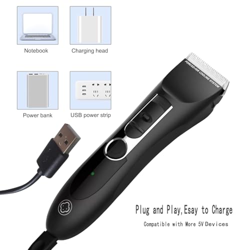 USB Charger Cord for Hatteker, 5FT Black Charging Cable Fit for RFC-588 RFC-598 RFC-690 RFC-692 RFC-696 RSCX-7568 RSCX-9598 Beard Trimmer & Shaver Razor Replacement Power Cord(2 Pack)