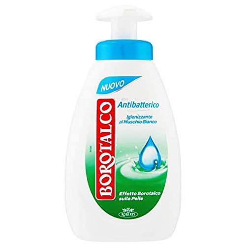 Borotalco: "Antibatterico" Sanitizing Liquid Soap - 8.45 Fluid Ounces (250ml) Bottle with Measuring Cap, pack of 3