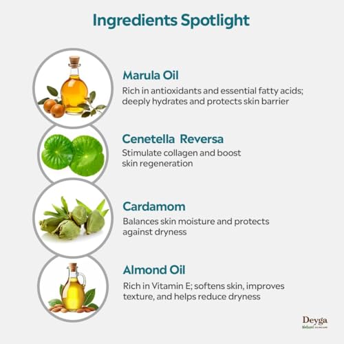 Deyga Deep Moisturising Face Cream ? Intensive Hydration for Dry & Sensitive Skin with Marula, Almond & Cardamom ? 30g