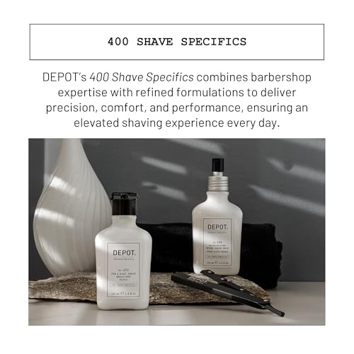 DEPOT No. 406 Transparent Shave Gel | Precision Shaving Gel for Beard, Mustache & Hairline | Clear Formula with Aloe, Menthol & Botanical Extracts | For Razor & Electric Shaver | 3.3 fl.oz.
