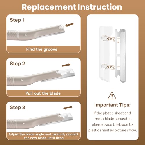 Eyebrow Razor Dermaplaning Tool with 10 Blade Refills Exfoliating Face Razors for Women Facial Razor for Peach Fuzz and Eyebrow Hair Removal