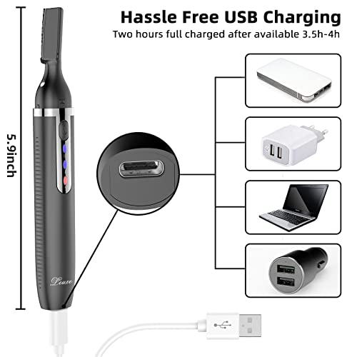 Facial Hair Remover and Eyebrow Trimmer, Rechargeable Hair Removal Women's Electric Shaver Razor for Peach Fuzz Chin Cheek Upper Lip£¨Black£©