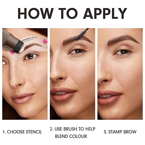 Eyebrow Stamp and Eyebrow Stencil Kit, Eye Brow Stencil Kit for Beginners 24 Reusable and Washable Eyebrow Shaping Kit, Brow Stencil and Stamp Kit Smudge-Proof & Long-Lasting (Medium Brown)