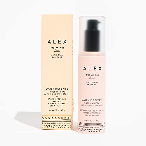 Sunscreen for Face, Tinted Mineral Facial Sunscreen SPF 50+, Anti Aging Daily Defense Moisturizer for Sensitive and Post-Procedure Skin with Zinc Oxide, Chemical-Free, Coral Reef Friendly