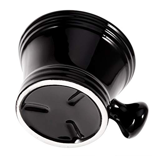 Ceramic Shaving Soap Bowl Kit For Men, Pure Badger Shaving Brush, Shaving Cream Soap, Wide Mouth, Ceramic Black Shaving Soap Bowl/Mug with Knob Handle