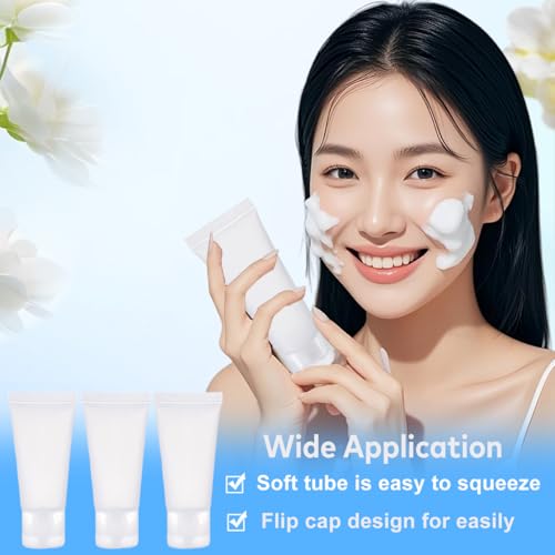 24PCS 30ml/1.7oz Empty Refillable Clear Plastic Squeeze Soft Tubes with Flip Cover Lotion Bottle Travel Sample Packing Cosmetic Makeup Container Storage Vials Jars for Facial Cleaner Toiletries