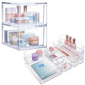 STORi Stackable 4.5" Drawers (2) and 12 pc. Drawer Organizers Bundle, Vanity Organization, Made in USA
