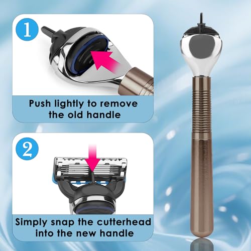 Metal Razor Handle Replacement, Men's Shaving Razor Handle, Shaver Handle Compatible with Gillette Fusion 5 Power & Proglide Shield Blade Refill (Grey)