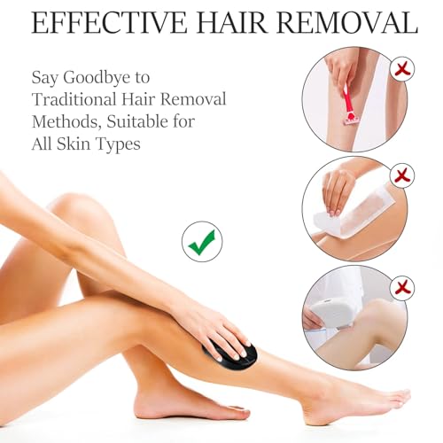 Crystal Hair Eraser, Painless Hair Removal Tool, Reusable Hair Remover for All Body Parts (Black)