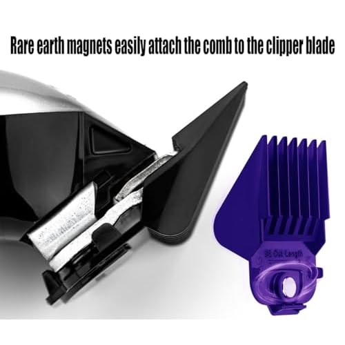 for Andis Clipper Guards, Professional Clipper Guard Comb Guides with Magetic Clip for Andis Master/Envy/bgrc/Ultra Edge Hair Clippers - Size #2,3&4 -Length 1/4¡±, 3/8¡±,1/2¡± (3Pack Purple)