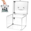 Crown Boxes for Pageants 7.9 X 6.7 X 7.5 In Clear Large capacity Makeup Train Case Cosmetic Case with Latches and Handle Toiletry Organizer Box Travel Makeup Tools Storage Organizer Box