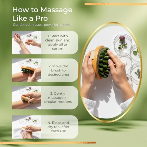 Natural Jade Body Brush with Beechwood Handle | Jade Massage & Lymphatic Brush for Full Body | Eco-Friendly Wellness Tool