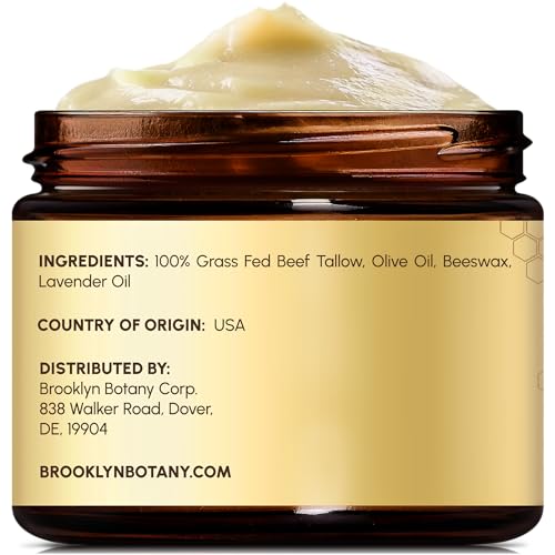 Brooklyn Botany Beef Tallow Balm ? Grass Fed Beef Tallow for Skin and Face ? Nourishing Face Moisturizer Infused with Lavender ? 2 oz