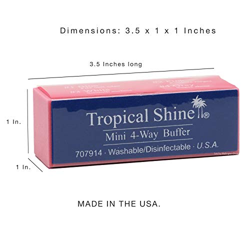 Tropical Shine Mini 4 Way Buffer Block - Professional Nail Buffering Block for Shaping, Smoothing, and Polishing Nails - Portable Nail Care (2 Pack)