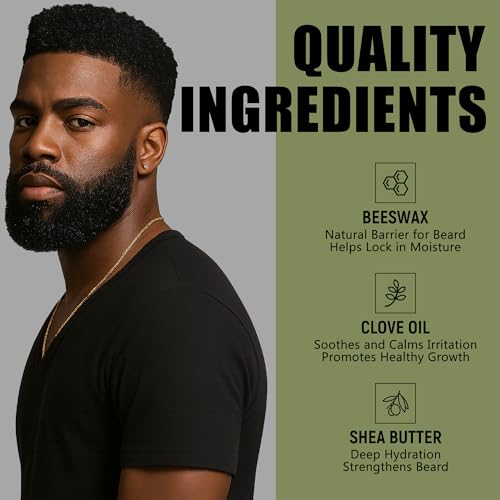 Beard Balm for Black Men: Beard Butter w/Biotin & Shea Butter, Hydrates Smoothens Softens & Thickens Facial Hair, Natural Ingredients for All (1 oz (Pack of 2), Rosemary & Coconut Oil)