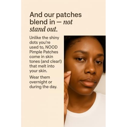 NOOD Pimple Patch ? Skin-Tone Matching, Ultra-Thin & Breathable Hydrocolloid | Discreet Pimple Coverage & Fast Healing | 20 Patches in 2 Sizes (Hazelnut)