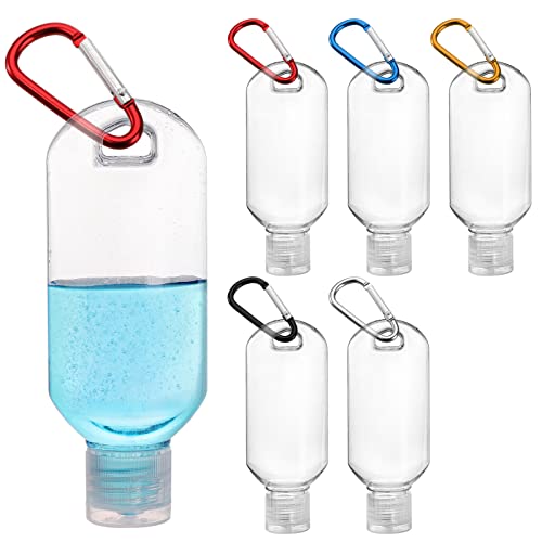 Kingrol 50 Plastic Travel Squeeze Bottles with Keychains, 2 oz Empty Hand Sanitizer Bottles, Portable Liquid Squeeze Containers for Toiletries, Cosmetics - Leak Proof, Refillable