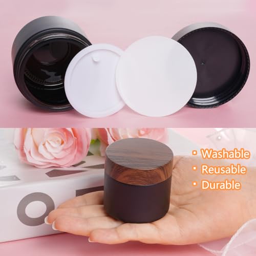 6Pcs 2.12 oz Small Travel Lotion Containers with lids Glass Sample Empty Round Cosmetic Jar Bottles for Creams Makeup Lotion Toiletries Storage (Black, 60 gram)