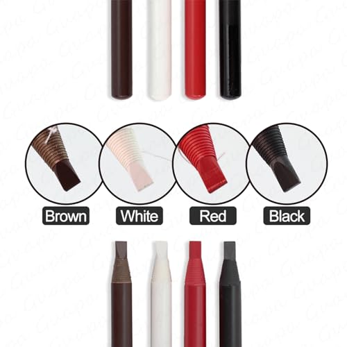 Guapa 6pcs Microblading Brow Mapping Pencil Professional Eyebrow Design Perfect for Pre Drew Brow Hairstrokes Lines (Red)