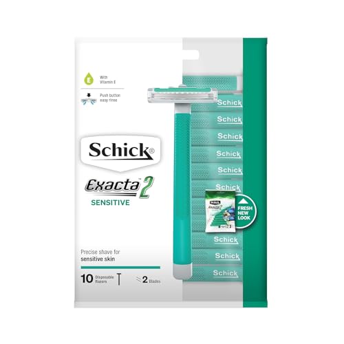 Schick Exacta2 Sensitive Skin Disposable Mens Shaver 20 Count (10 Count x 2Pack) 2023 New Verson