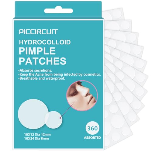 PICcircuit Pimple Patches for Face, Hydrocolloid Acne Patches, Invisible Zit Patches for Face, Acne Spot Treatment Patch Cystic Blemish Patches Zit Stickers for all Skin Colors (360 Counts)