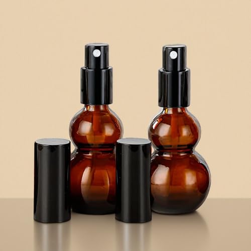 8 Pack 1.7oz/50ml Spray Bottles, Amber Glass Bottles with Fine Mist Sprayers, Small Spray Bottle-Double Gourd Shaped,for Perfume Travel Containers (Amber, 1.7oz/50ml)