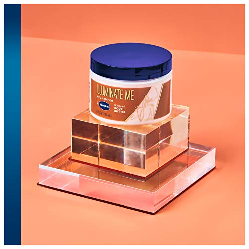 Vaseline Radiant X Replenishing Body Oil with Jojoba & Coconut Oils 3.7oz + Illuminate Me Shea Butter Whipped Body Butter for Melanin Rich Skin 11oz