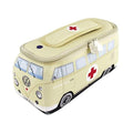BRISA VW Collection - Volkswagen Neoprene Universal Makeup Cosmetics Toiletry Travel Pharmacy Bag in T1 Bus Design (Ambulance/Beige) (Large (11.8 x 5.5 x 4.7 inches))